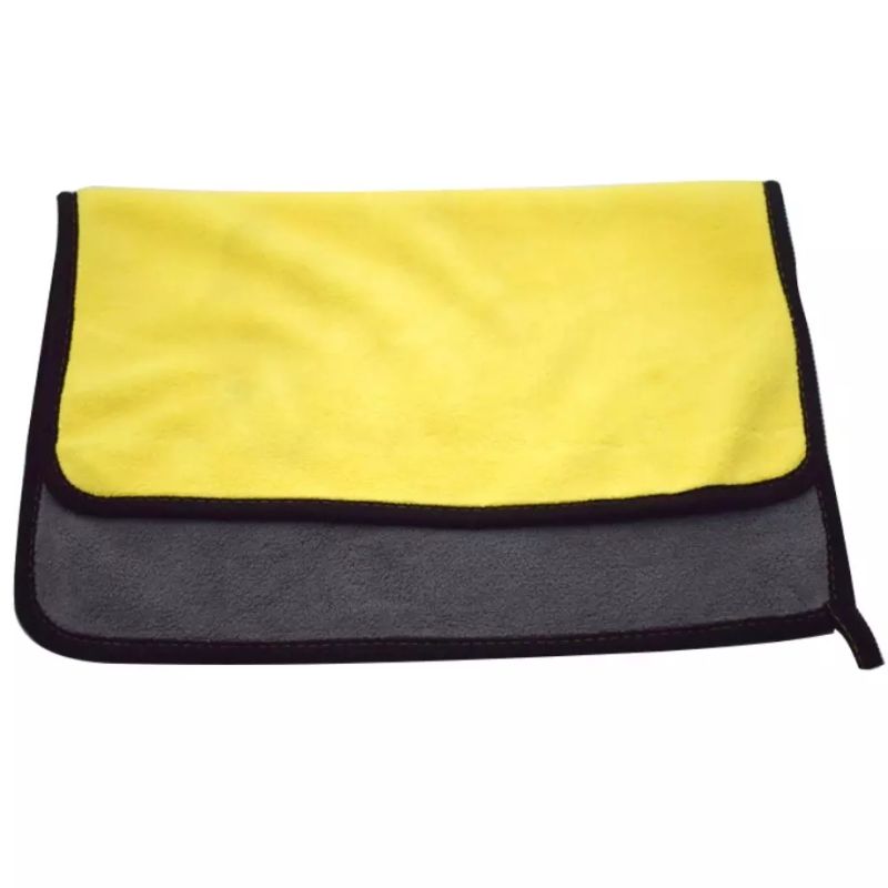 Car Care Cleaning Cloth Coral Fleece Yellow and Grey Double Sided Super Soft Car Wash Towel Kitchen Cloth