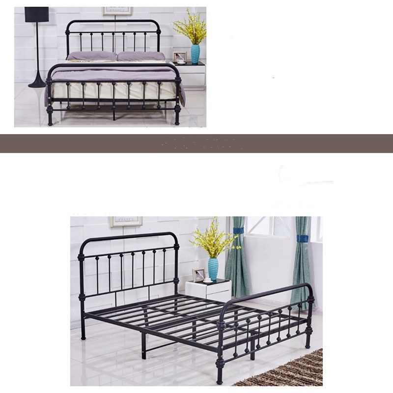 Nordic Simple Wrought Iron Double Bed Household Children Lunch Break Simple Hotel Bed