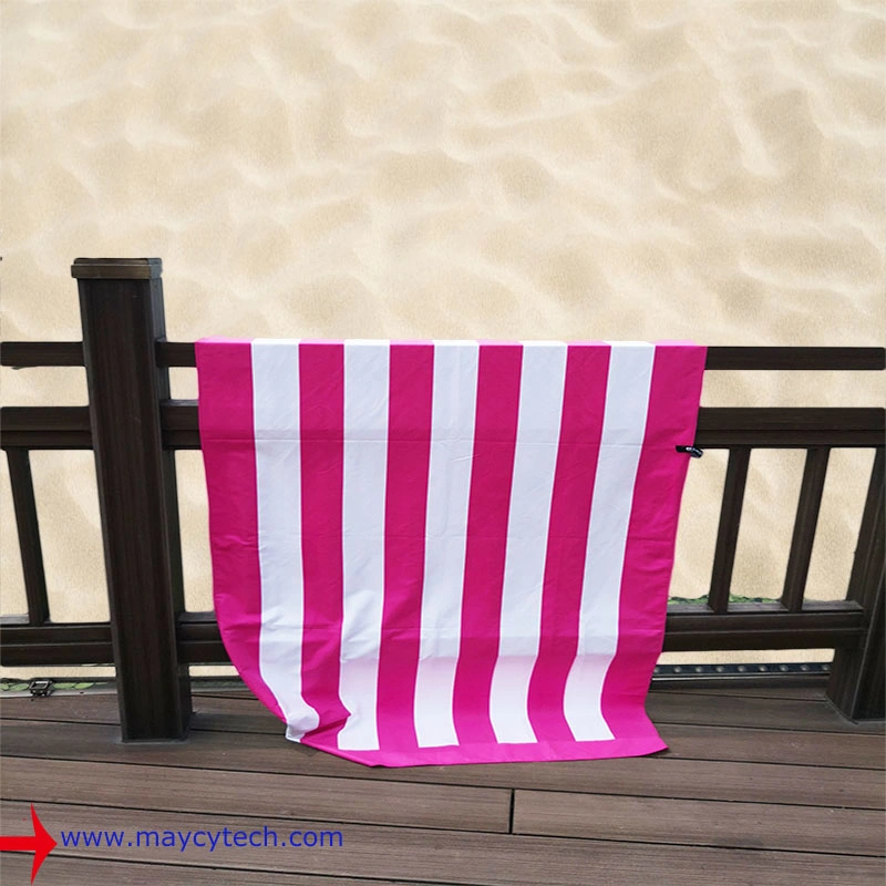 No Sand Navy Beach Towel with Hanger, Microfiber Hand Face Bath Towel Cotton Pocket Towel