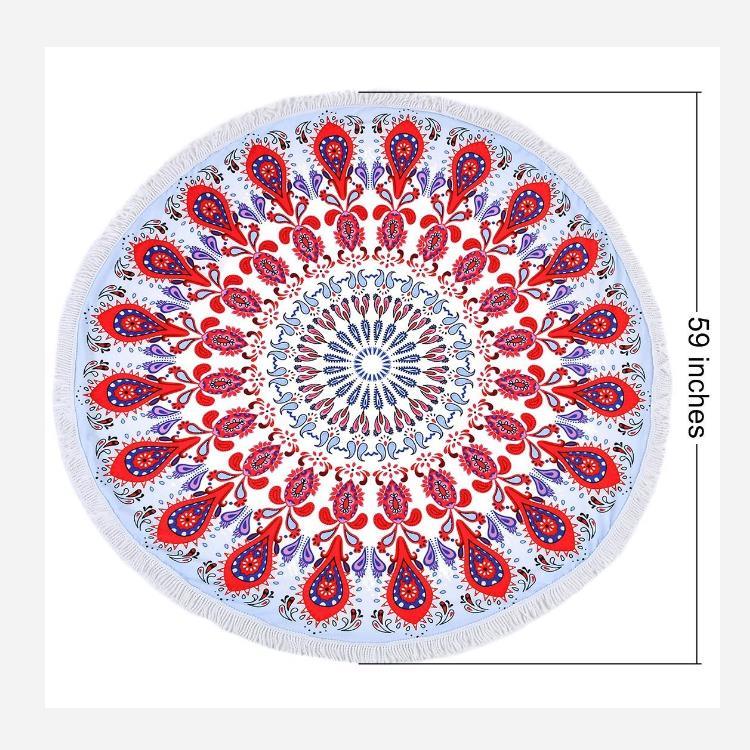 Microfiber Terry Round Beach Towel Blanket-2018 New Developed Antibacterial Quality Digital Printing and High Colour Fastness Super Water Absorbent Towel