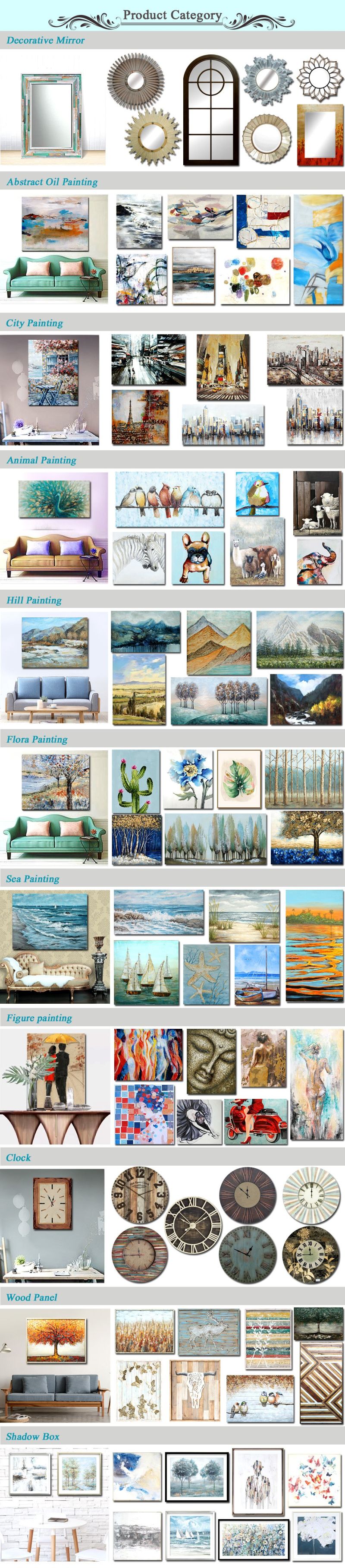 Top Quality Large Size Hand-Painted Home Decorative Sea Landscape Art Oil Paintings