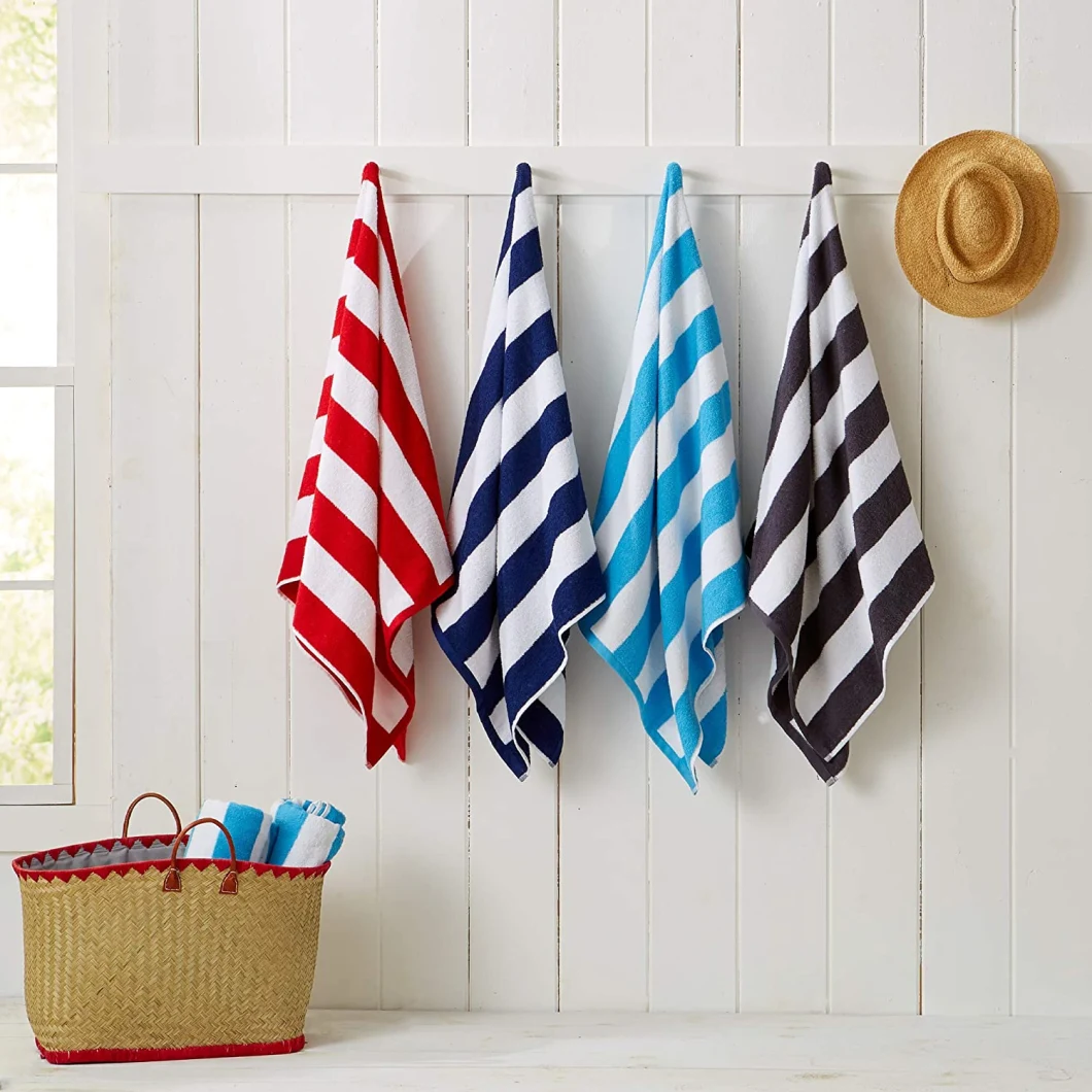Cotton Cabana Stripe Beach Towel. Soft Absorbent Quick Dry Towel Set
