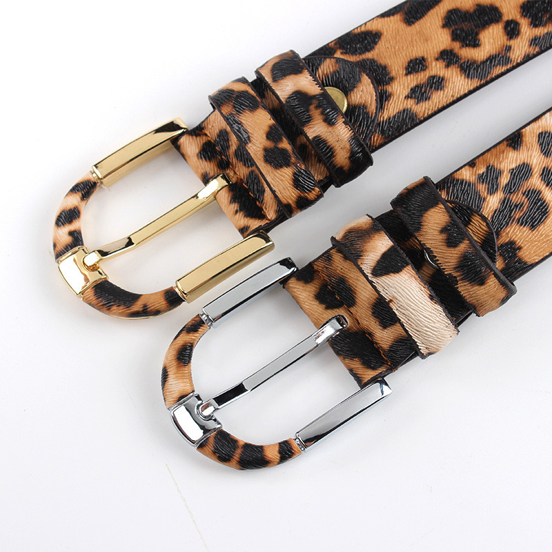 Leopard Print Leather Belt for Women Jeans Pants Waist Belt