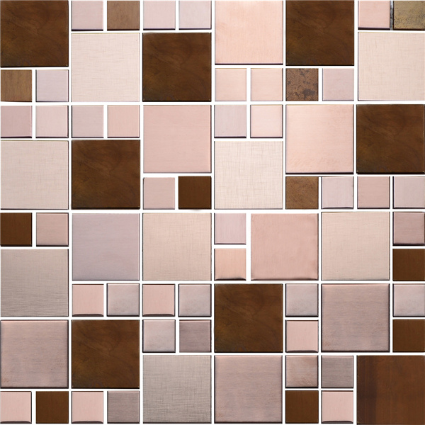 Stainless Steel Pink Rose Gold Penny Round Mosaic Tiles