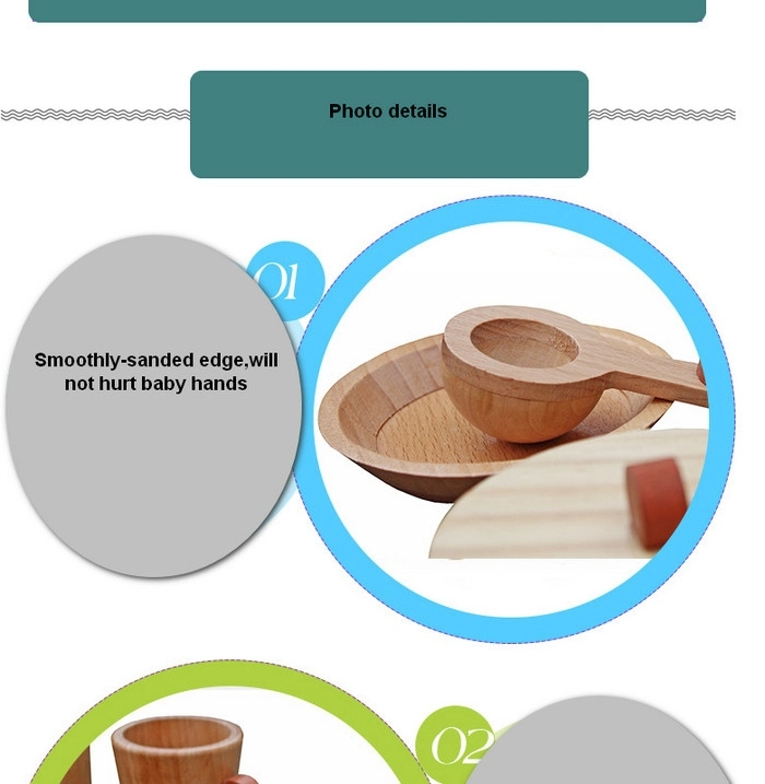 Wooden Kitchen Cookware Pan Scoop Cooking Set Pretend Play Toy