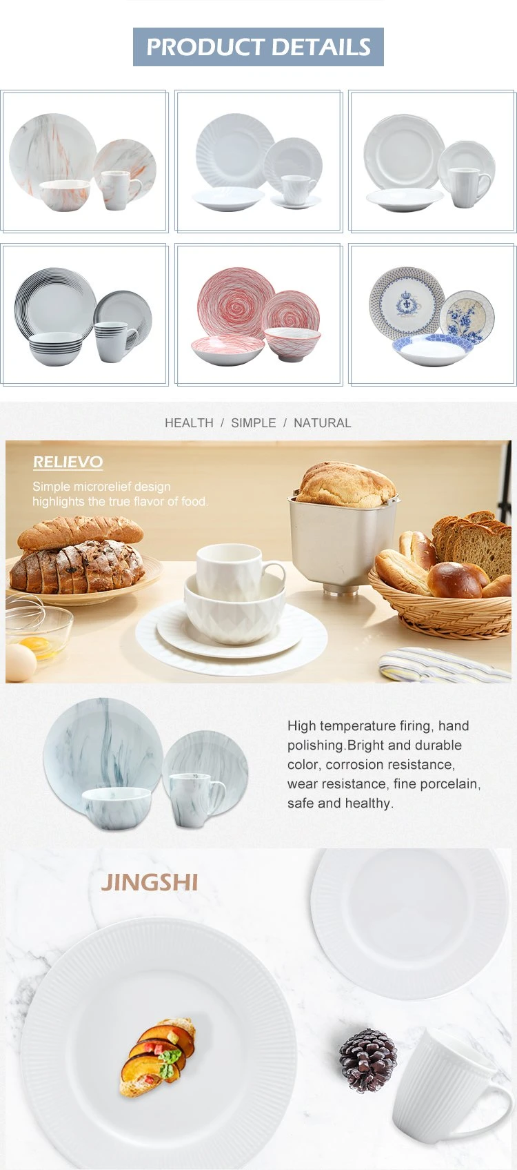 France Kitchen Wares Porcelain Luxury Ceramic Dinnerware Sets