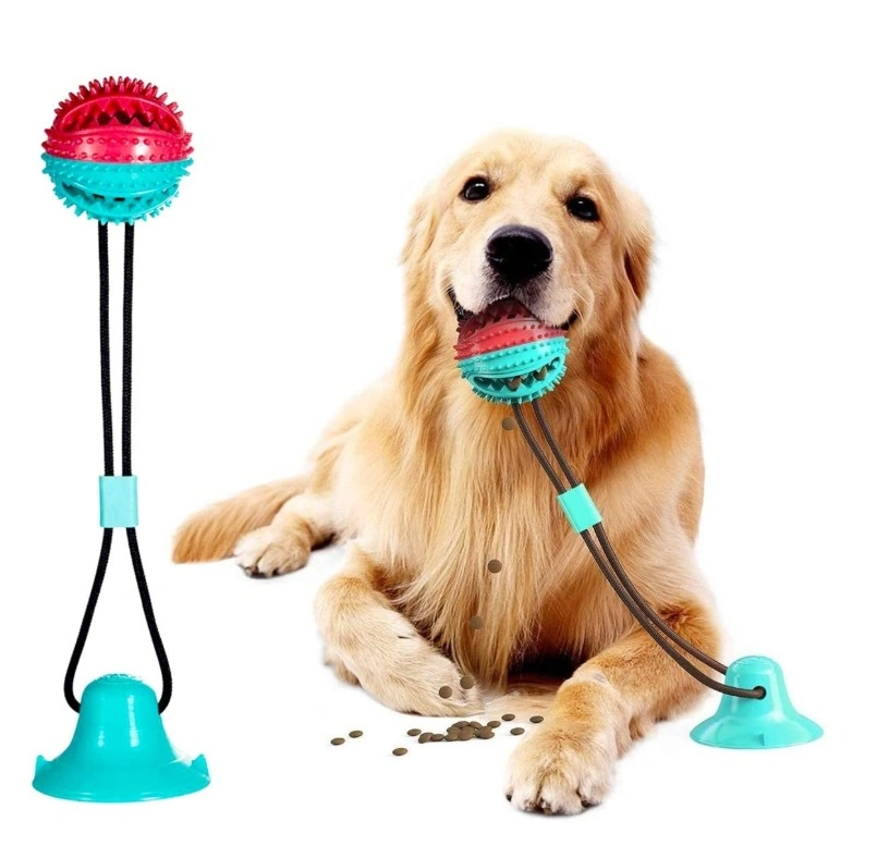 Dog TPR Interactive Toy Food Feeding Ball Molar Bite Pet Chew Toys Suction Cup Dog Toy