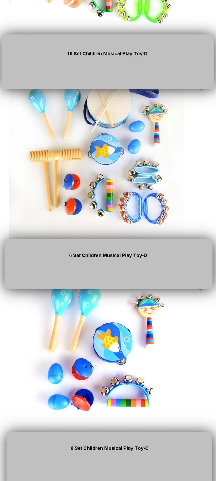 Wooden Baby Drum Bell Maracas Tambourine Play Set Musical Instruments Toys