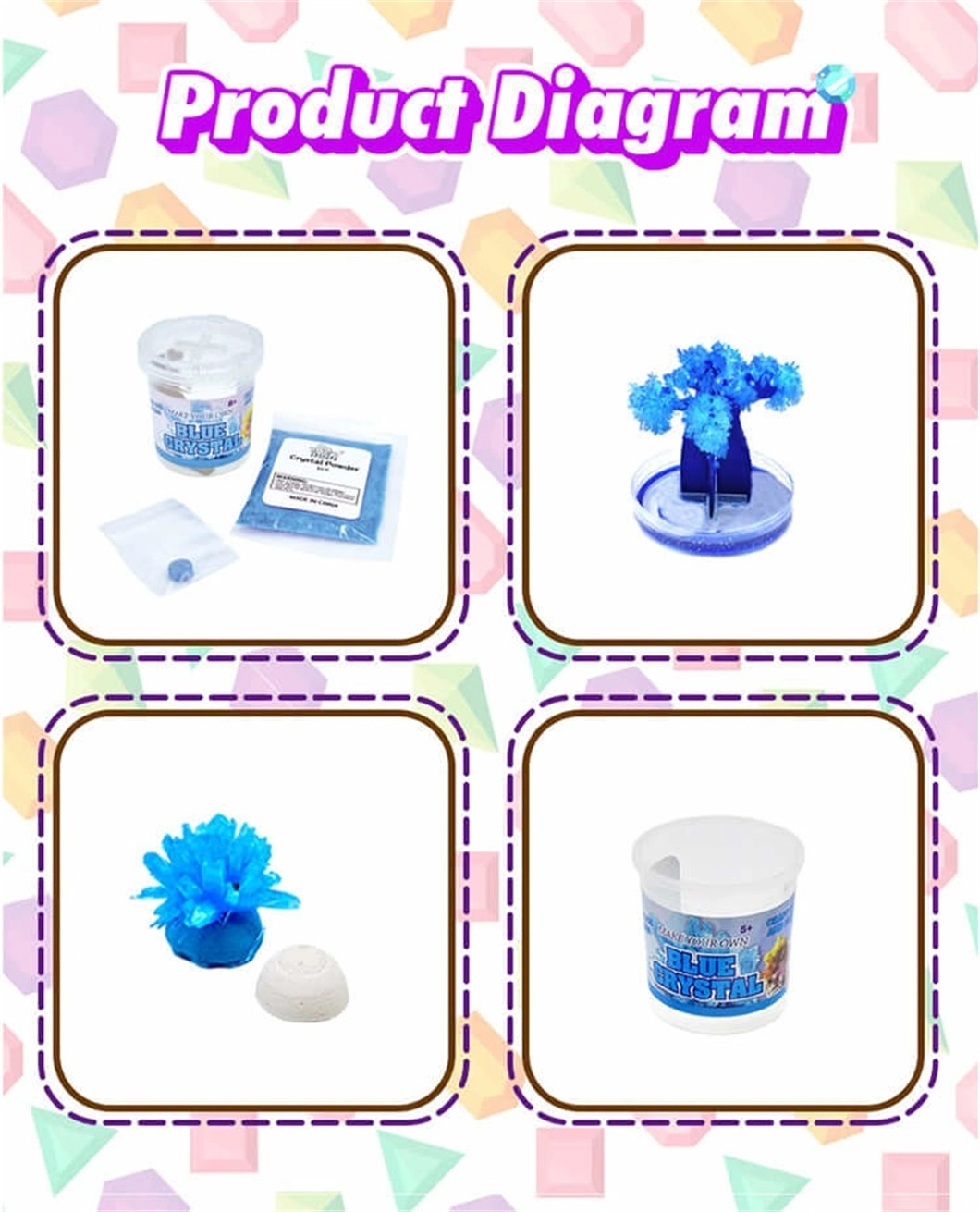 DIY Stem blue Educational Crystal Growing Kit for Kids