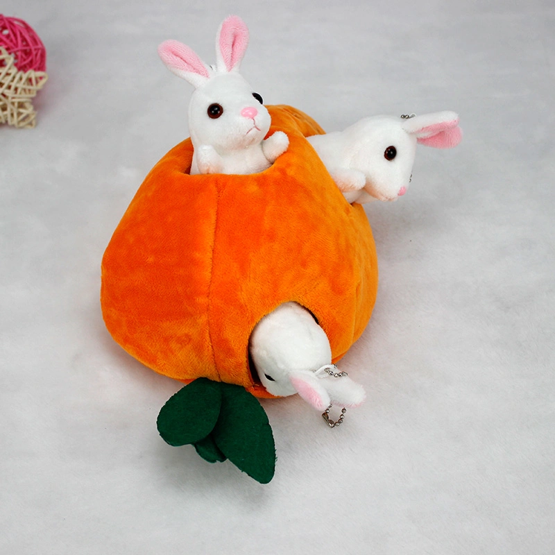 2021 Custom Stuffed Rabbit Carrot Nest/House Animal Toy Sets Small Plush Baby Soft Rabbit Pet Plush Toy