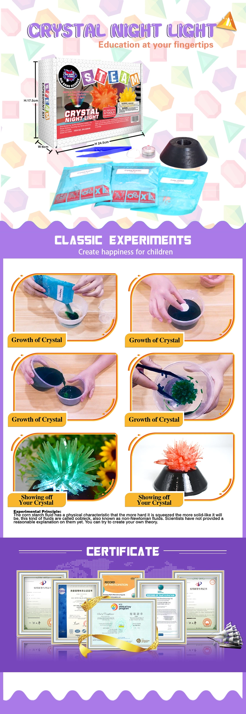 DIY Educational Toy Creative Crystal Growth Toy Gift Crystal Night Light