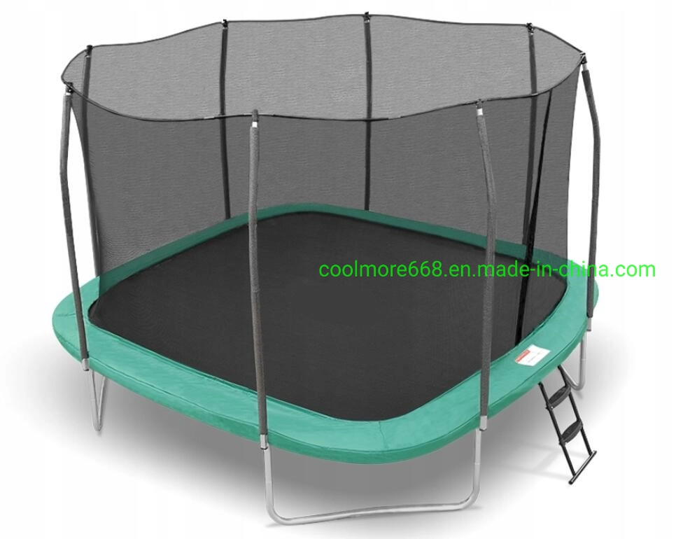 Coolmore Square Trampoline with Net 12X12FT/15X15FT Used with 8 Poles for Kidstrampoline Bounce Jump Outdoor Trampoline for Family Home Fun