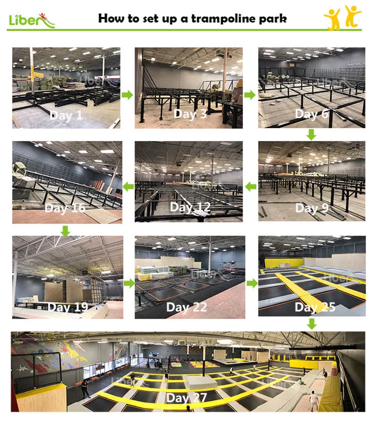 Liben Big Foam Pit Trampoline Park with Ninja Course