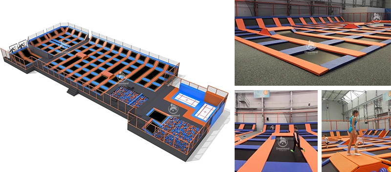 Adult Fully Used Foam Squares Trampoline Park Inside Commercial Big Steel Frame Trampoline