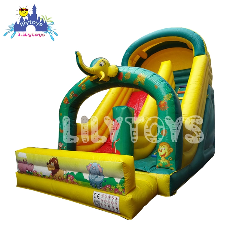 Inflatable Bouncing Trampoline with Slide, En14965 Customized Inflatable Elephant Cartoon Theme Trampoline for Sale, Fun Playground Fun City Park Products