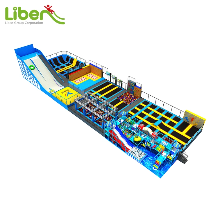 Professional Slambo Square Indoor Entertainment Trampoline Park with Large Slide