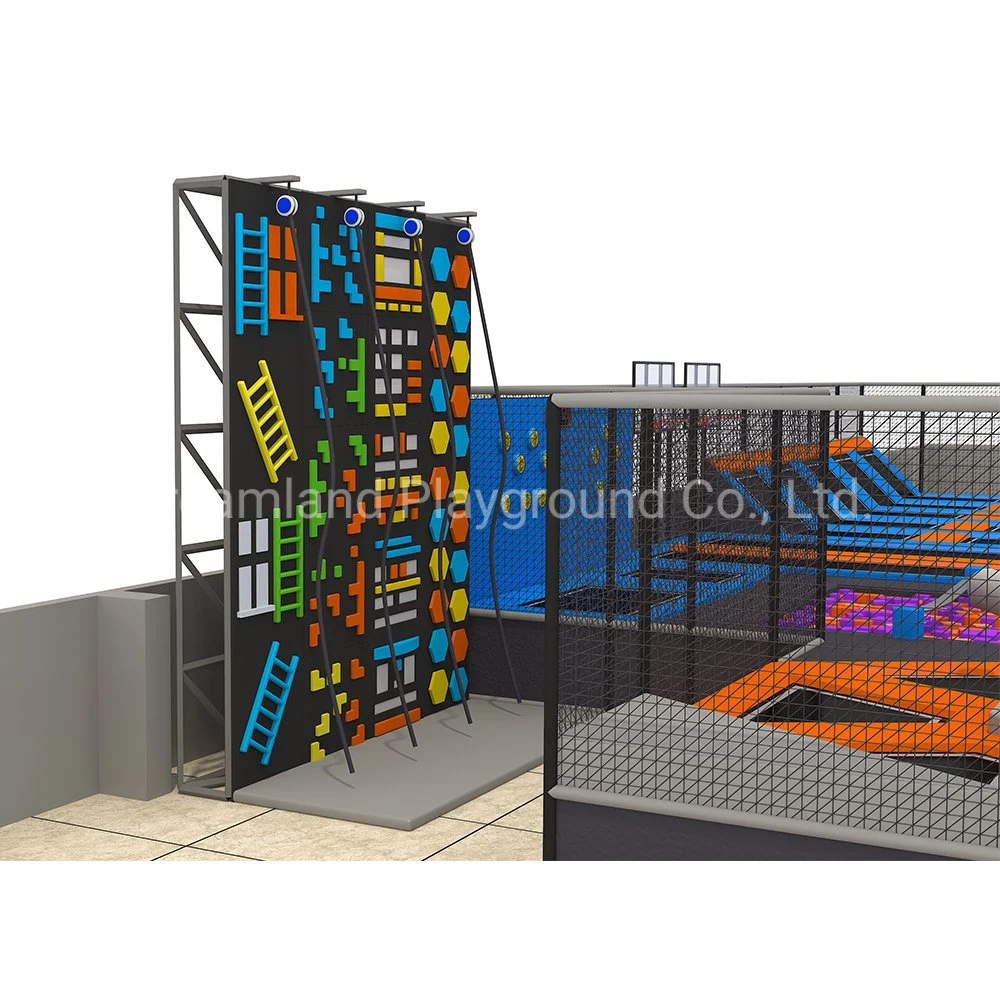 Safe High Quality Professional Big Indoor Adults Adventure Rectangular Trampoline Park Equipment with Climbing Wall