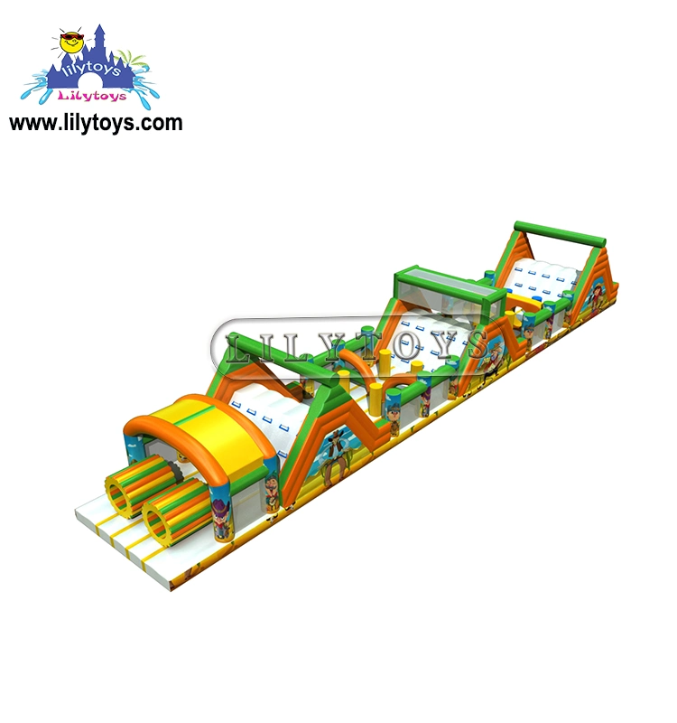 Durable Inflatable Theme Obstacles Course Kids Playground, Inflatable Yellow Bouncing Castle, Inflatable Trampoline Fun Park Obstacles