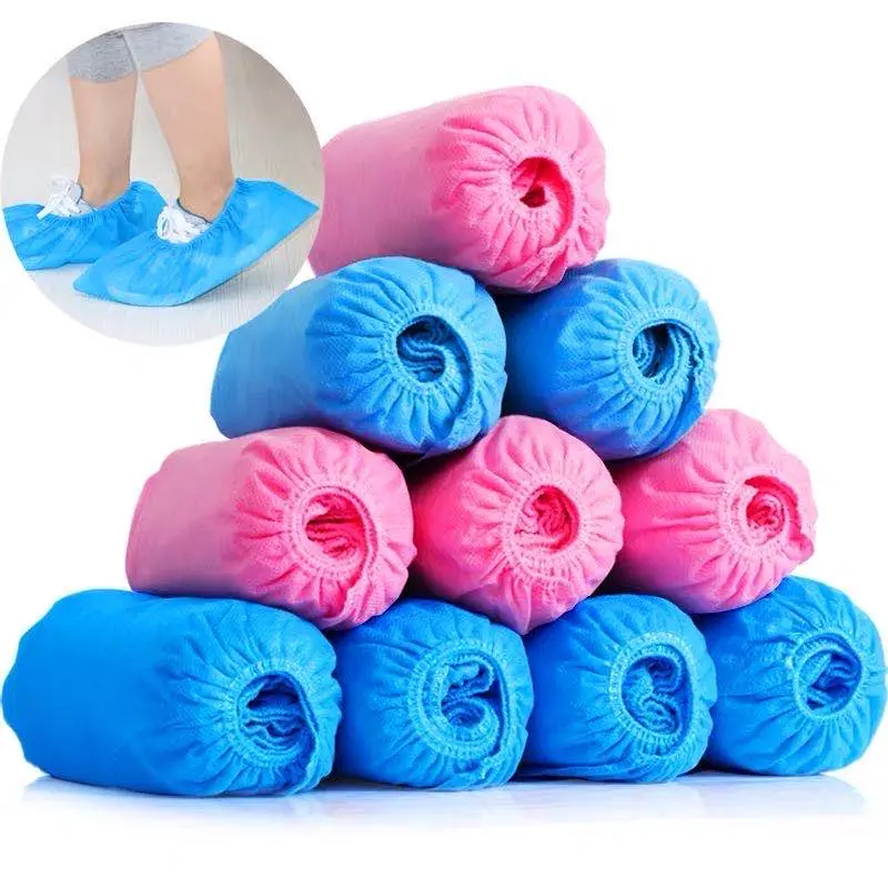 Disposable PP Nonwoven Shoe Cover Plastic PE/CPE Shoe Cover Clean Room Shoe Cover PE Coated Foot Cover Waterproof Anti Skid Shoe Cover Lab Use Shoe Cover