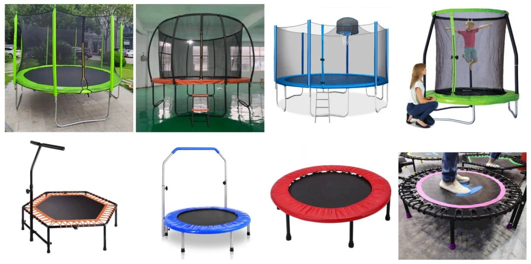 Jumping Bed Trampoline Park with Safety Net, 10FT Bungee Big Kids Trampoline