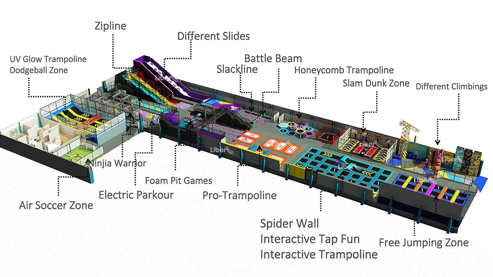 Sky Zone Type Commercial Kids and Adult Indoor Trampoline Park