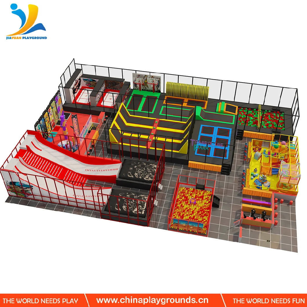 Wholesale Children Games Square Trampoline Park Ninja Warrior Trampoline Park