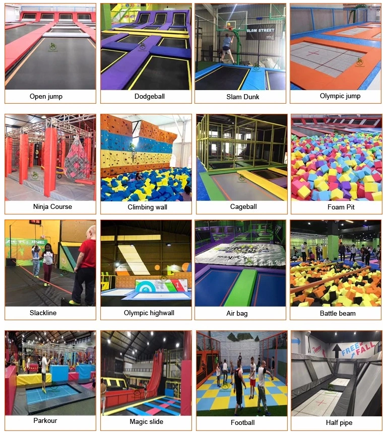 Commercial Indoor Sports Kids Trampoline Play Adults Fun Trampoline Park Competitive Trampoline with Soft Foam Cubes