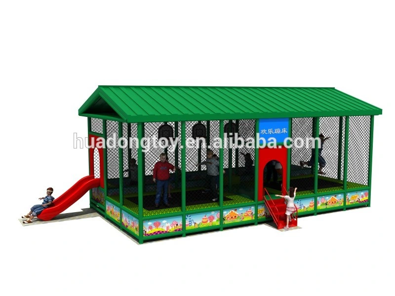 Commercial Fashion Indoor Jumping Trampoline Park with Slide and Roof