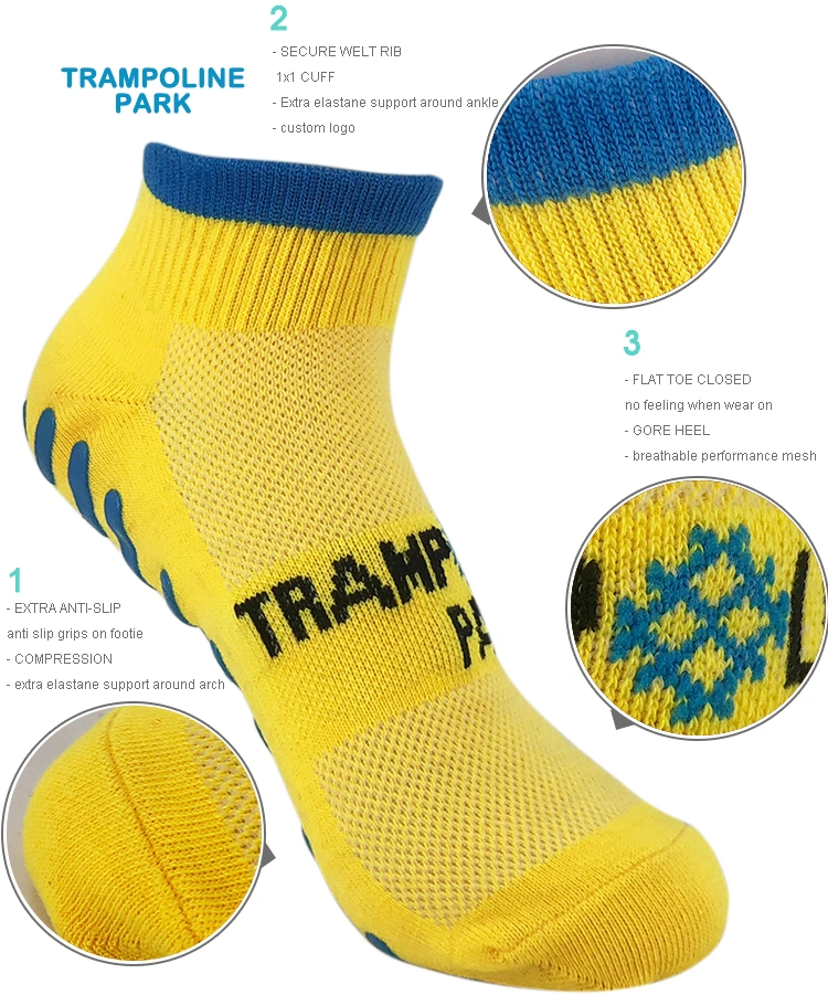Customized Anti Slip Trampoline Grips Kids Ankle Socks