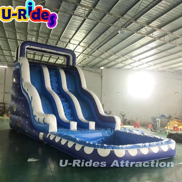 large water slide inflatable trampoline, outdoor water slide with pool, CE inflatable water slide