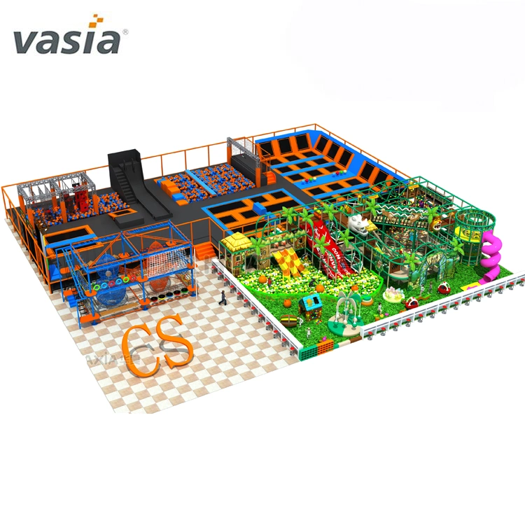 Spider Wall Colorful Design Professional Trampoline with Ninja Course