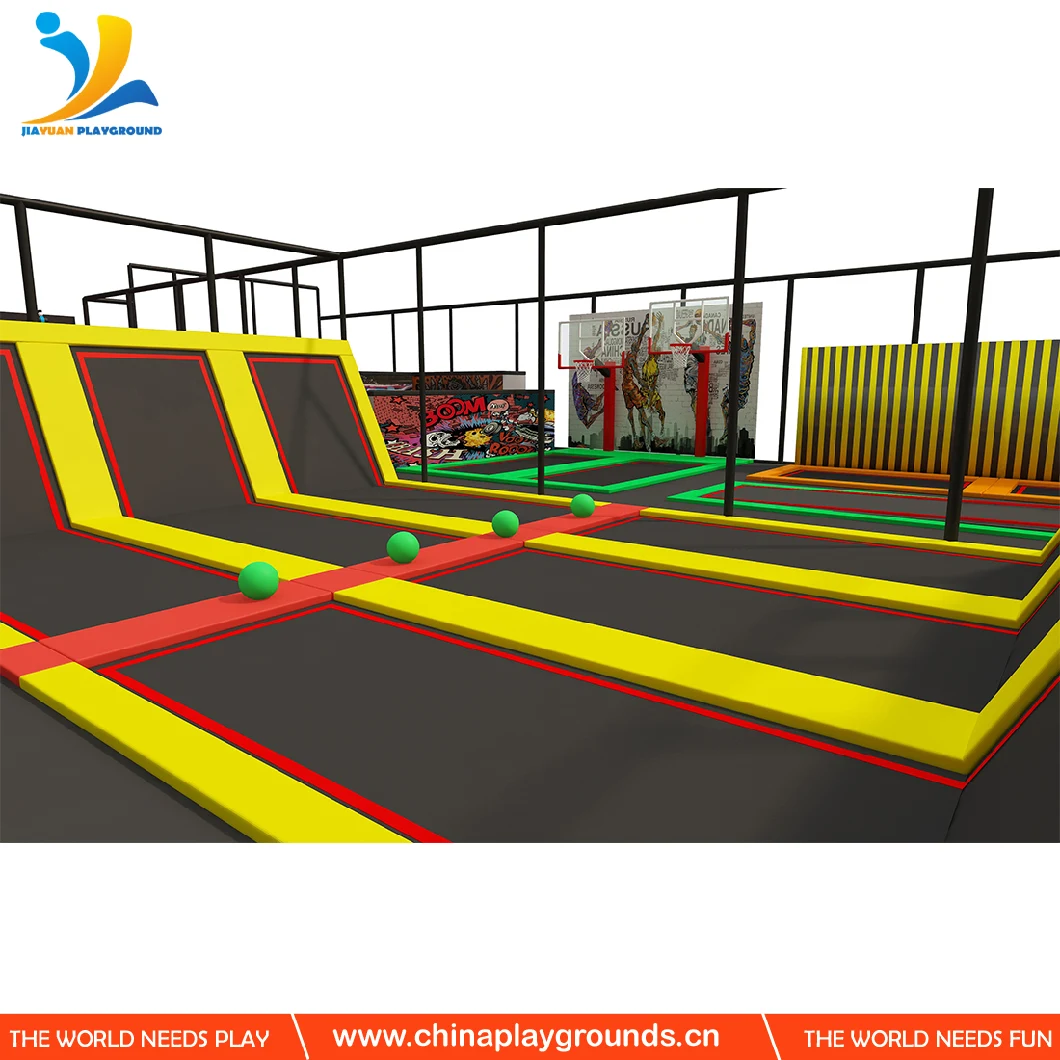 Wholesale Children Games Square Trampoline Park Ninja Warrior Trampoline Park