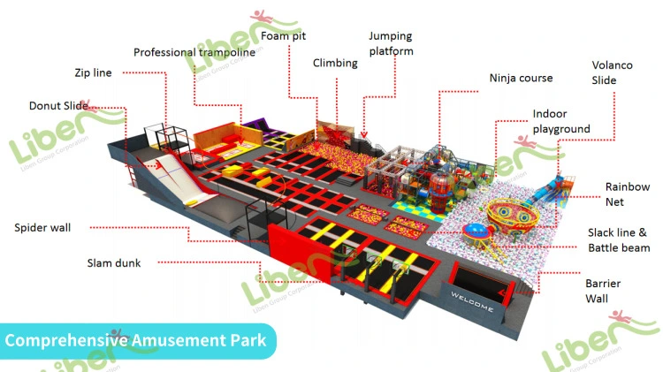 Multifunction Indoor Playground Big Ball Pool with Small Trampoline for Kids
