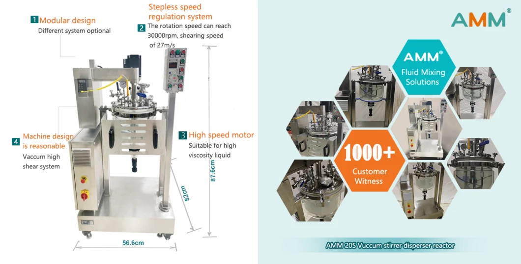 Amm-20L Laboratory Ultrasonic Vacuum Homogenizer Stirrer Emulsifier Process Mixing Reaction Reactor Kettle
