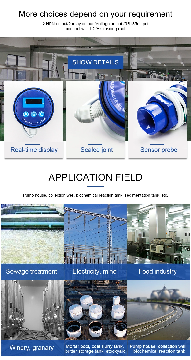 Ultrasonic Level Sensor OEM Water Ultrasonic Level Sensor RS485 4-20mA Ultrasonic Level Sensor