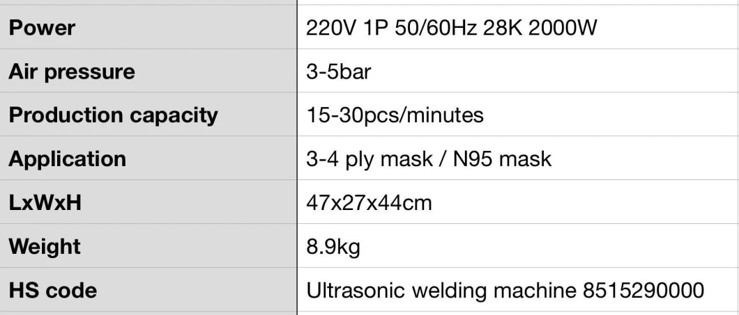 Mask Spot Welder Ultrasonic Welding Machine 28K 2000W