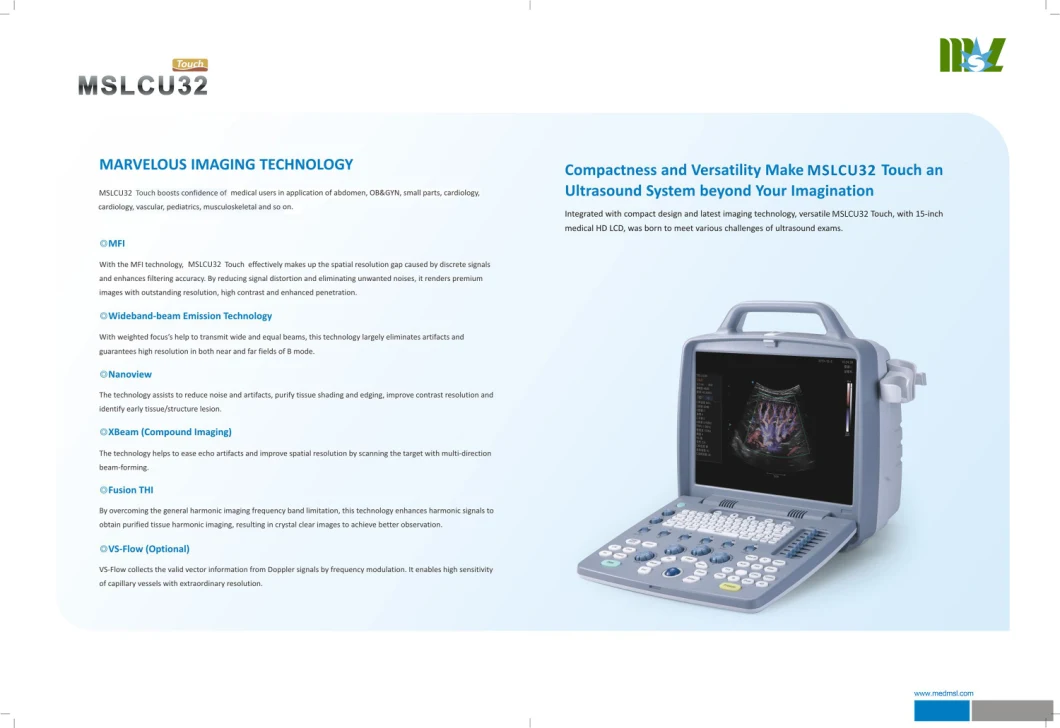 Cardiovascular Solution Color Doppler Ultrasound Diagnostic Machine/ Ultrasound Scanner with Powerful Mslcu32