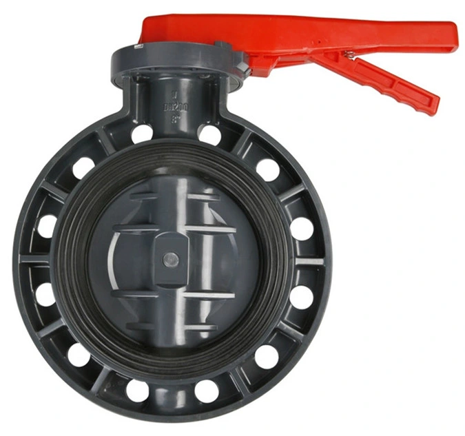 High Quality Plastic Butterfly Valve JIS Standard 10K UPVC Wafer Worm Gear Flange Butterfly Valve PVC Butterfly Valve Level for Water Supply