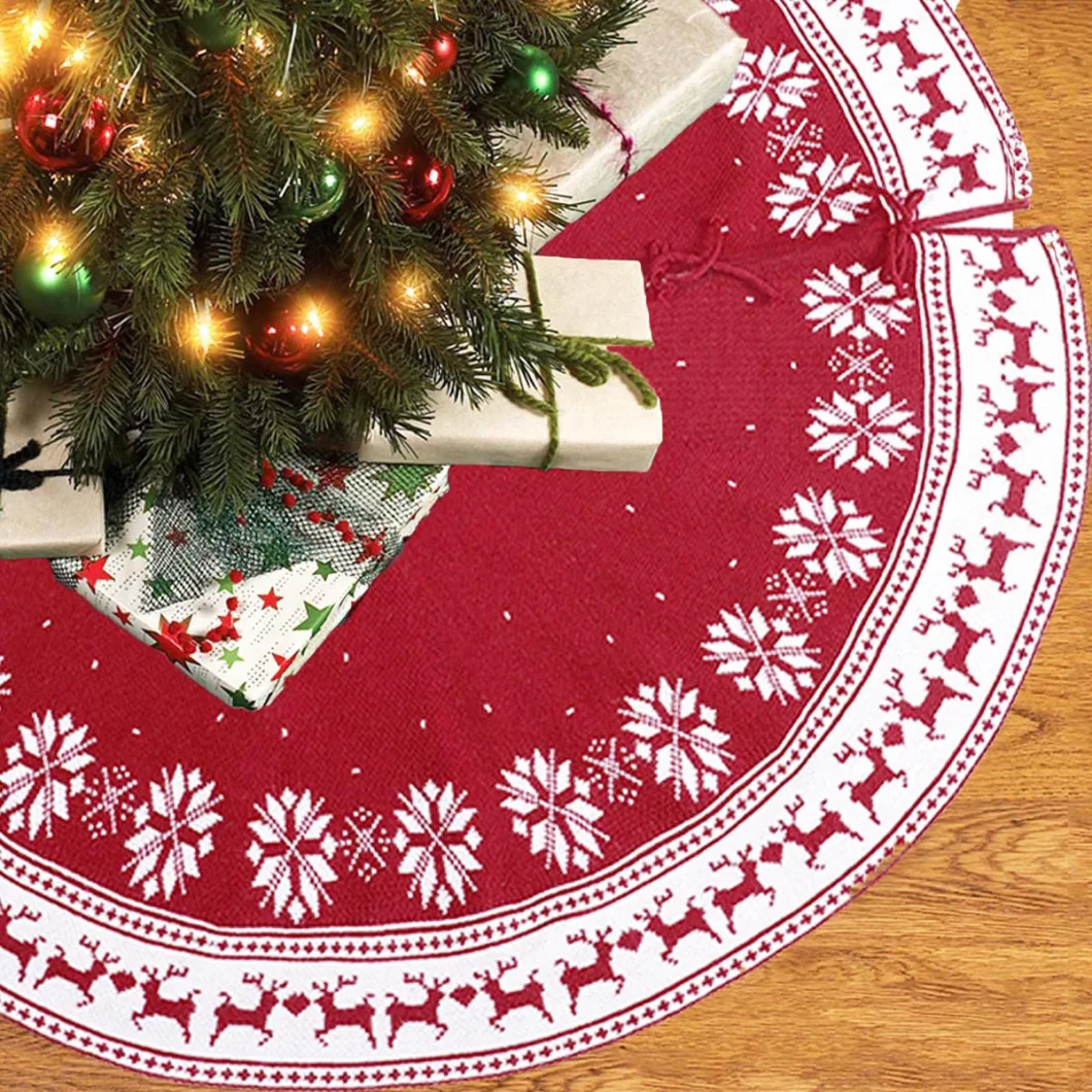 Merry Christmas Decoration Tree Ornament Snowflake Deer Designed 35inch 48inch Red Xmas Tree Skirt