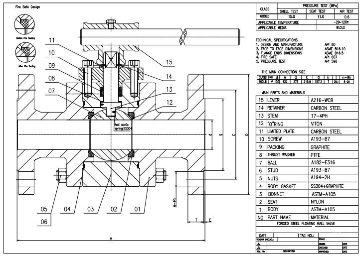 A105 Body, A182-F316 Ball, 17-4pH Stem, Nylon Seat Ball Valve Nps2-600lb