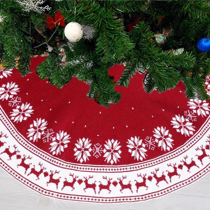 Merry Christmas Decoration Tree Ornament Snowflake Deer Designed 35inch 48inch Red Xmas Tree Skirt