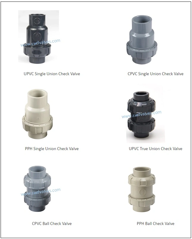 Plastic PVC Pipe Double Union Ball Check Valve, Swing Check Valve, Foot Valve