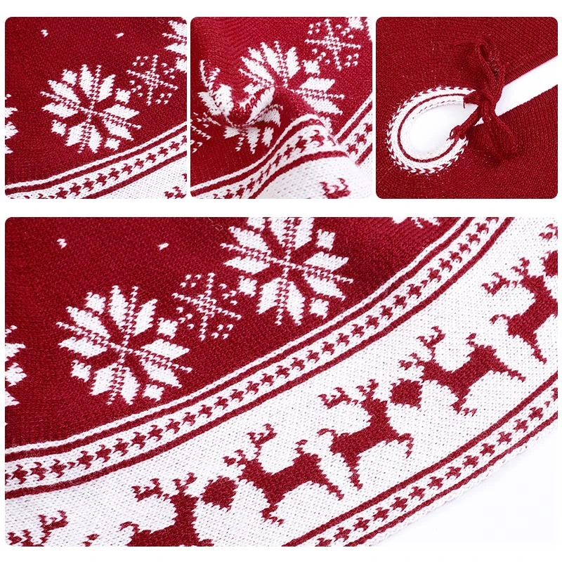 Merry Christmas Decoration Tree Ornament Snowflake Deer Designed 35inch 48inch Red Xmas Tree Skirt