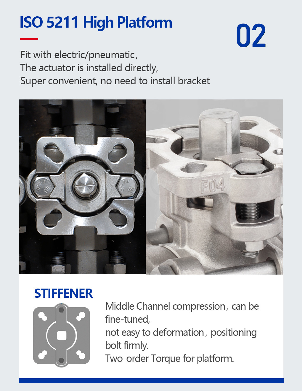 Dico Brand 2PC Stainless Steel ISO High Platform Flanged Ball Valve JIS 10K 20K Flanged