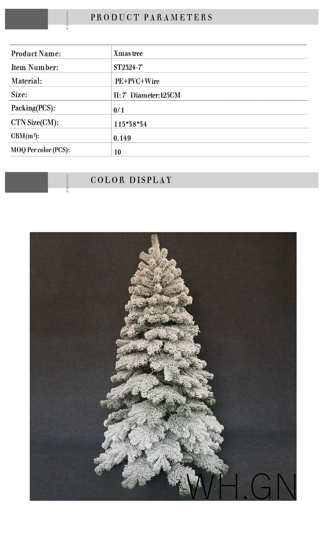 Artificial Xmas Tree Snow Effect Set Outdoor Decoration St2324-7'