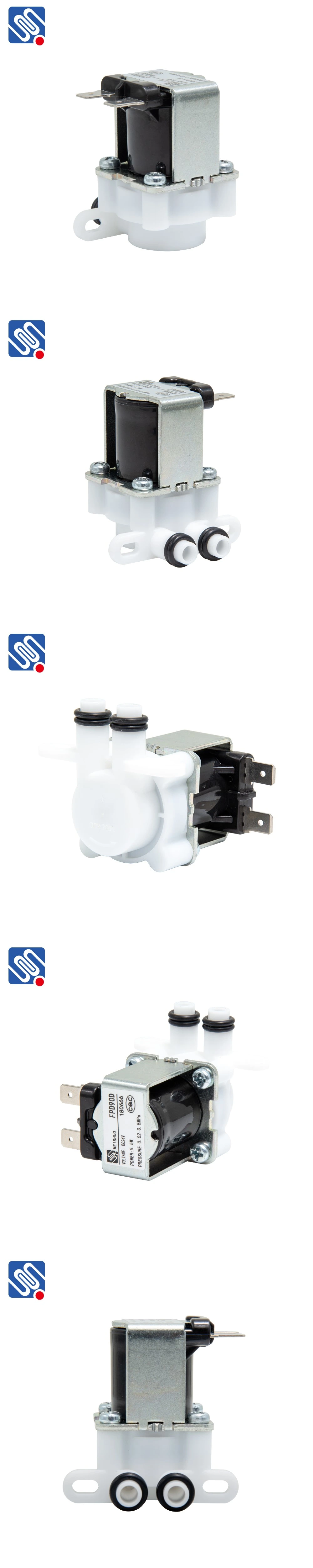 Meishuo Fpd90d DC12V Normally Closed Electric Plastic Water Valves for Integrated Waterway Series Solenoid Valves