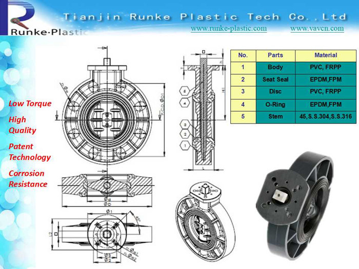 High Quality Plastic Wafer Butterfly Valve PVC Wafer Type Butterfly Valve UPVC Worm Gear Butterfly Valve JIS Standard 10K for Water Supply