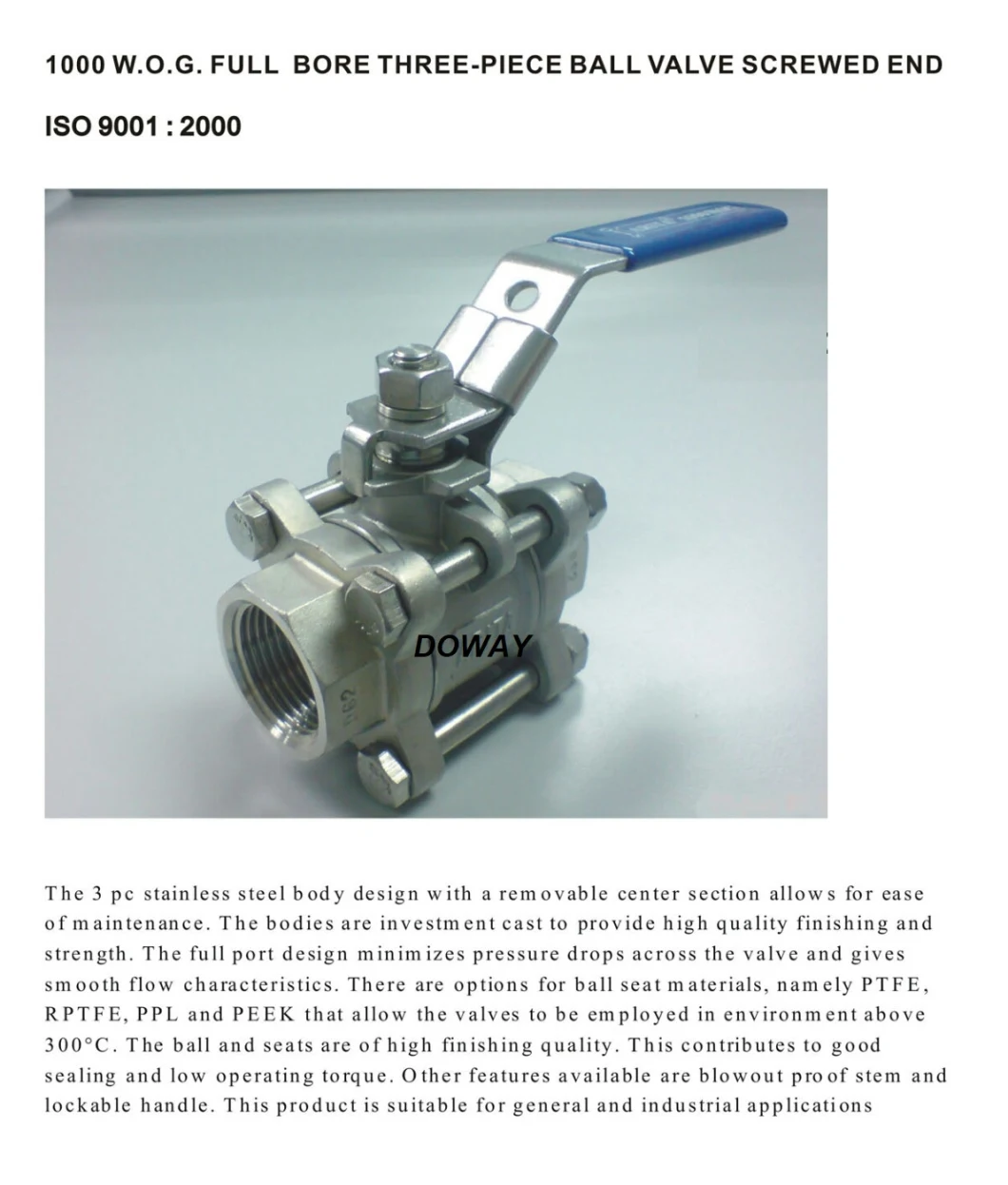 Factory Custom High Quality 2PC Stainless Steel Full Port Ball Valve