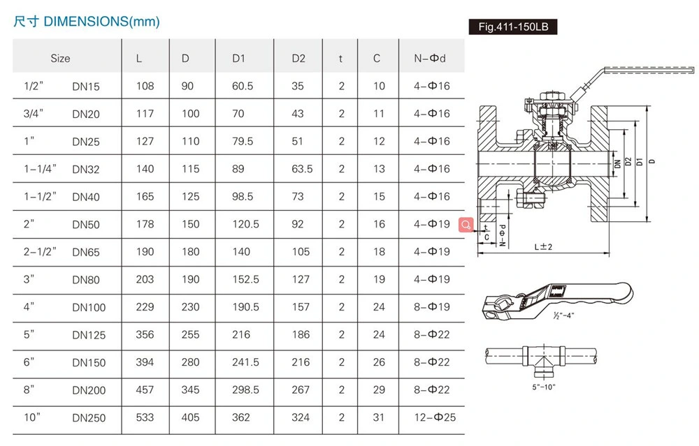 High Quality China Made 3 PC Stainless Steel Ball Valve 3PC Flanged Ball Valve