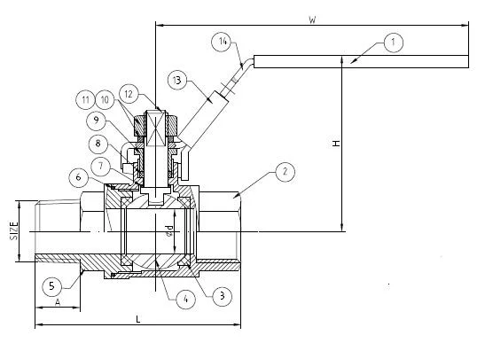 2PC Male/Female Full Port Ball Valve 1000wog